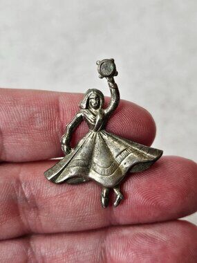 Vintage 925 Sterling Silver Beaus Dancing Girl Dancer Pin Brooch